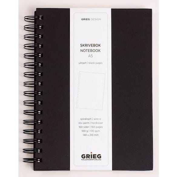 Notatbok GRIEG A5 100g 160s ulinj sort
