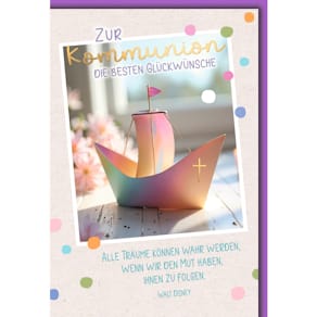 Kommunionskarte, bunt, mit Umschlag, 11,5 x 17 cm