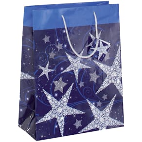 Geschenktasche Sigel Shining Stars, Large, 26x33x12 cm, blau