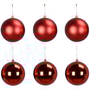 Baumbehang Kugel, 6er-Set, rot, 6 cm, Polyethylen (Outdoor)