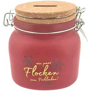 Spardose HERGO, Glas, Weihnachten, rot