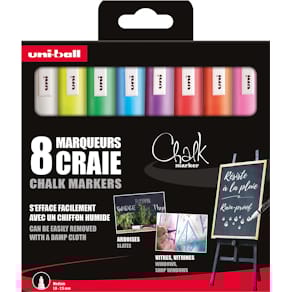 Krijtmarker Uni-ball, ronde punt 1,8-2,5 mm, etui van 8 stuks, ge