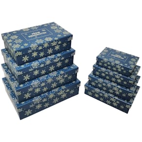 Geschenkkarton PBS Flocken, dunkelblau, 8 Größen, rechteckig