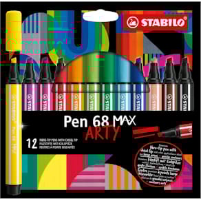 Viltstift STABILO Pen 68 MAX ARTY, etui van 12 stuks, assorti