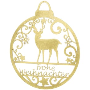 Weihnachtsanhänger Hirsch springend, Metall, gold