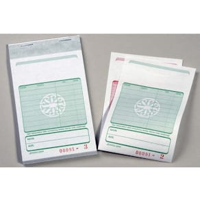 Kasseblok grøn 85 x 130 mm, karton, 5 stk