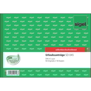 Formularbuch Sigel Urlaubsantrag, A5 quer, 2x40 Blatt