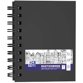 Skitsebog Oxford A6 sort, 105 x 148 mm, 5 stk