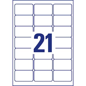 Adressetiketten Avery Zweckform, Inkjet, 63,5 x 38,1 mm, weiß, 25