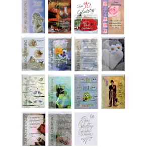 Geburtstagskarte Apollo, Zahl 90, 10 Stück sortiert