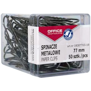 Papierklemmen Office Products, 77 mm, metaal, doos van 50 stuks