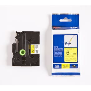 Labeltape Brother sort på gul, til P-touch