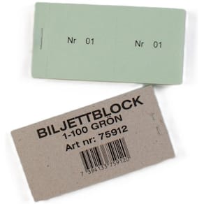 Biljettblock 1-100 grön