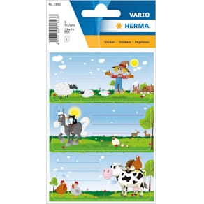Schuletiketten HERMA Kleine Farm, bunt, 18 Stück