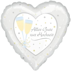Folienballon Amscan Alles Gute zur Hochzeit, Herz, weiß, 45 cm