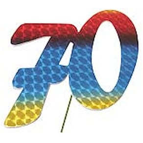 Jubiläumszahl Noname, 70, bunt, 8 cm, Pappe mit Hologrammfolie, 1