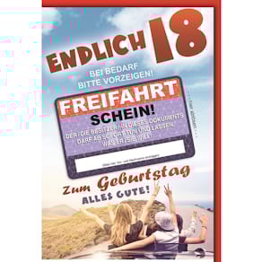 Geburtstagskarte Noname Volljährigkeit, bunt, inkl. Umschlag