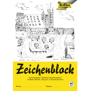 Zeichenblock Folia, A4, 10 Blatt, 120g/m², weiß