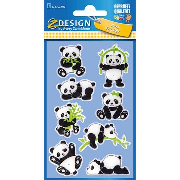 Etikett AVERY dekor pandaer 10st