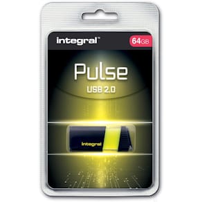 USB-stick Integral Pulse, 2.0, 64 GB, zwart/geel