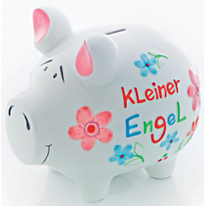 Spardose KCG Kleiner Engel, Schwein, mittel, weiß
