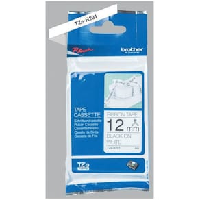 Schriftband Brother TZe-R231, Textil, weiß/schwarz