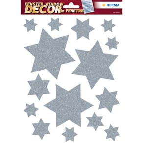 Fensterbild HERMA Sterne Silber, 18 St.