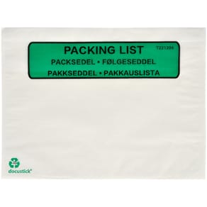 Følgeseddellommer C5 240x180 mm hvid, glasine/kraft, 1000 stk