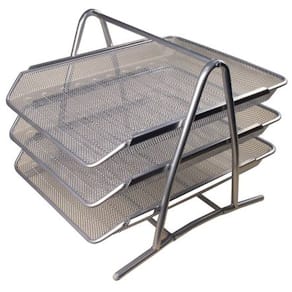 Brevkorgsset Nät Silver, metall, 3 fack, 300x360x260mm