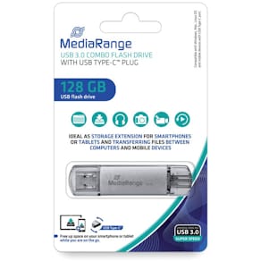 USB-Stick MediaRange, 128 GB, silber