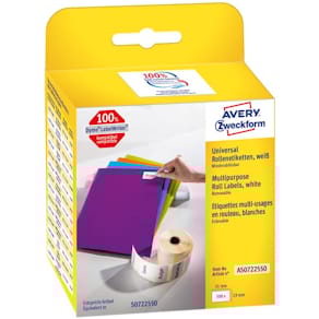 Rollenetiketten Avery Zweckform, 19 x 51 mm, weiß