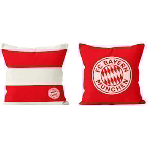 Kissen FC Bayern Logo Stripes, 40x40 cm, rot/weiß