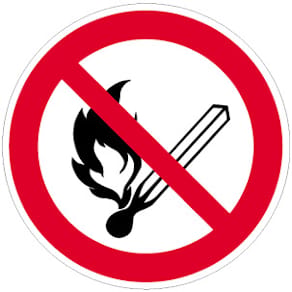 Verbotsschild MOEDEL, Keine Flamme, Feuer, Zündquelle, Rauchen