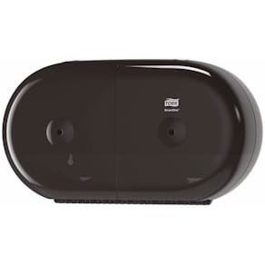 Toiletpapirdispenser Tork T9 Mini Twin, sort, 398x156x221 mm