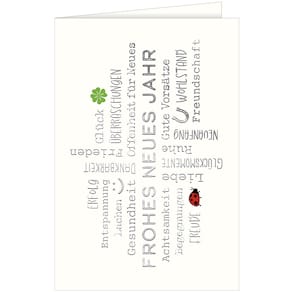 Neujahrskarte Noname, bunt, 11,5 x 17 cm, mit Umschlag