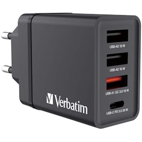 USB-Wandladegerät Verbatim, 3x USB-A/1x USB-C