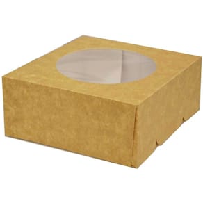 Kageæske m/vindue, brun pap 190x190x80 mm, 100 stk