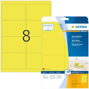 Etiketter HERMA Neongul, 99,1x67,7mm, 160/fp