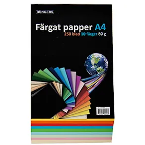 Färgat papper A4 80g sorterat 250/fp
