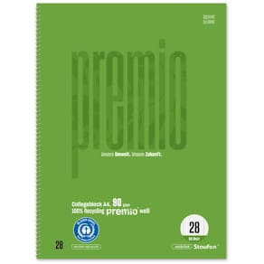 Collegeblock Staufen Premio, A4, 80 Blatt, Lin 28, kariert