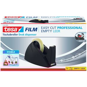 Tischabroller tesa Easy Cut, 66 m x 25 mm, schwarz