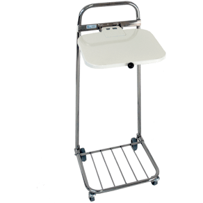 Säckställ Erik 60 liter, vitt lock och 4 hjul, kromad