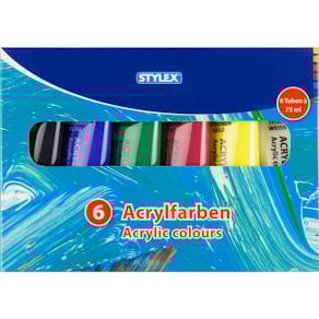 Acrylfarbe STYLEX, 6 Farben sortiert, 6 x 75 ml