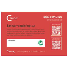 Bruksetikett CLIMA30 Sanitær sur