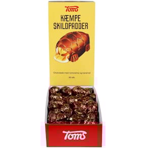 Chokolade Toms Kæmpeskildpadder, romcreme & karamel, 65 stk