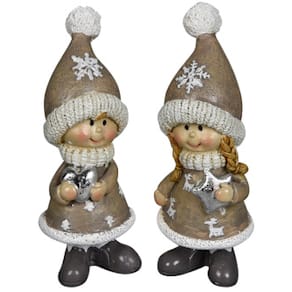 Weihnachtsfigur Kind, braun-silber, sortiert