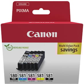 Inktcartridge Canon PGI-580PGBK + CLI-581, zwart + kleur, 2-pack