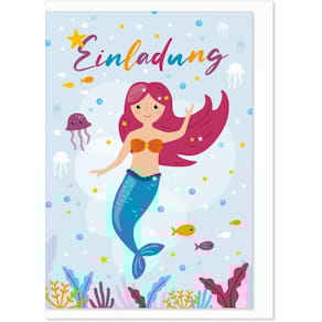 Einladungskarte KOMMA³ Kinder, bunt, 6 Stück mit Umschlägen