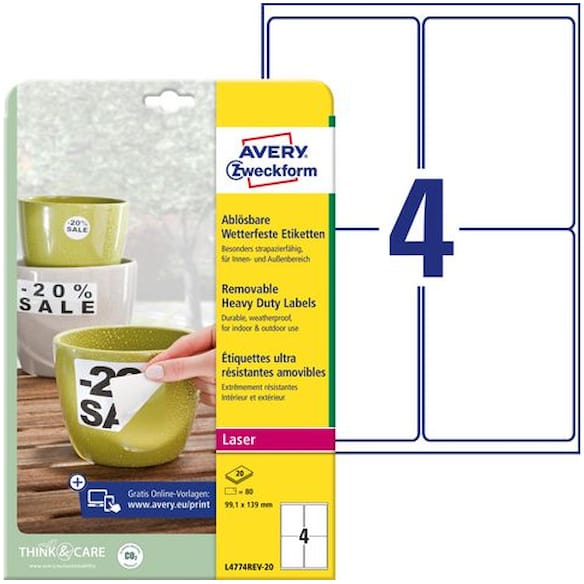 Etikett AVERY sterk avtag 99,1x139 (80)