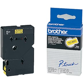 Schriftband Brother TC-Serie, 12 mm x 7,7 m, gelb/schwarz